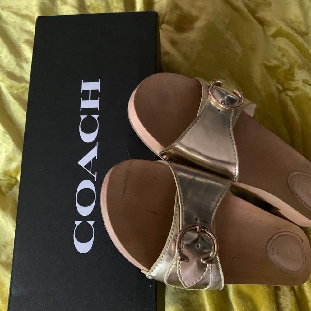 Coach metallic gold sandals